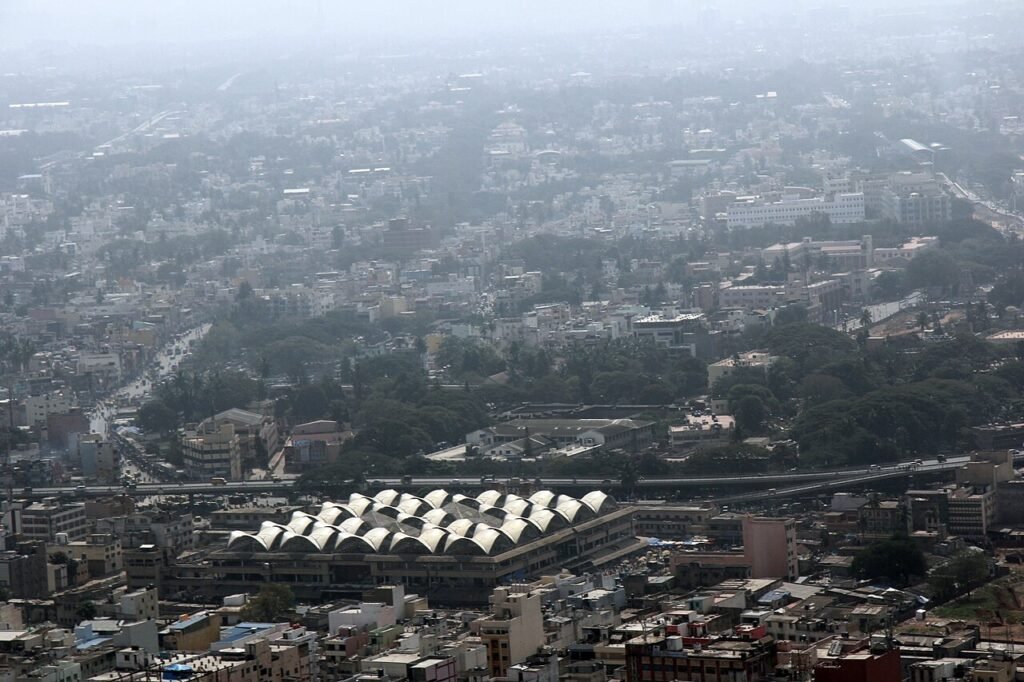 Aerial view of KR Market and the Mysore Road Flyover